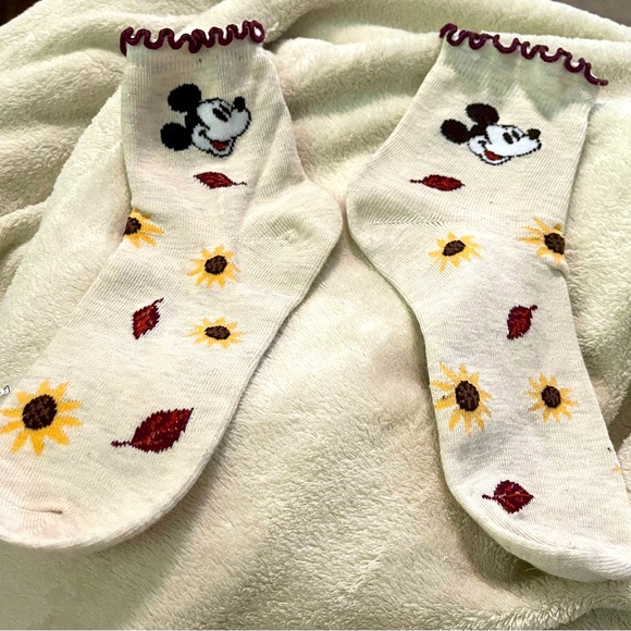 Mickey Accessories - Mickey and sunflower fall socks. Shoe size size 4-10 sock size 9-11